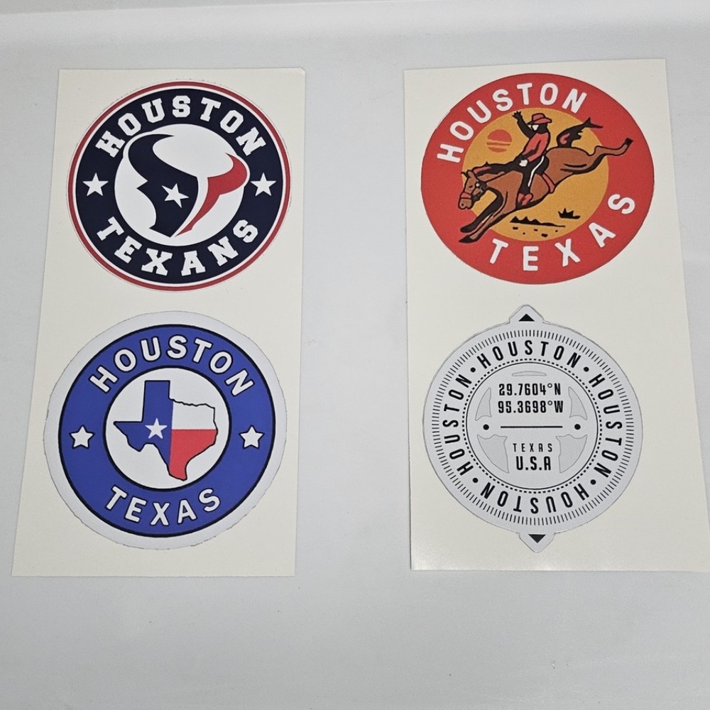 Set 4 Houston Texas Texans Round Circle Decals Stickers Car Truck Window Laptop